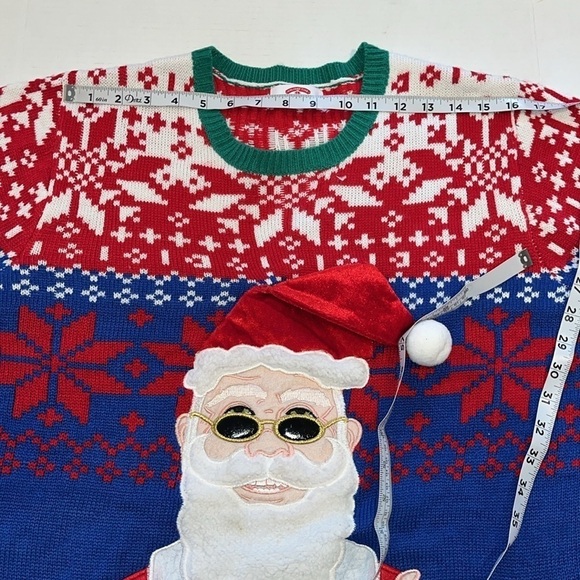 Holiday time-XL(46-48)-Ugly Christmas sweater. Santa in sunglasses embroidered. - Picture 14 of 15